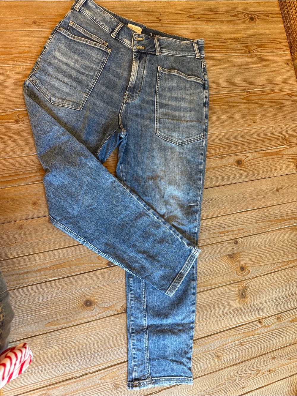 Pilcro Wanderer Medium Blue Straight Jeans from Anthropologie